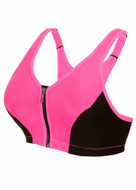 Glamorise Magic-Lift High Impact Zipper Sport Bra Pink