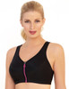 Glamorise Magic-Lift High Impact Zipper Sport Bra Black