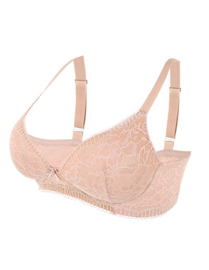 Glamorise -Perfect A- Padded Lace-Overlay Bra Cafe
