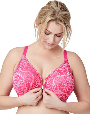Bramour Noho. Wonderwire By Glamorise. Underwire Front-Close Bra Hot Pink.