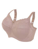 Brand-Name Bra 50F Comfort-Lift Support Geometric Lace Taupe