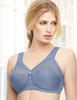 Extra-wide 3/4" comfort cushioned straps are elastic, adjust in the back and pamper shoulders.