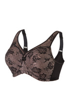 Glamorise Magic-Lift 36C Support Bra All-Over Floral Lace Black