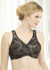 Glamorise Magic-Lift All-Over Floral Lace Support Bra Black