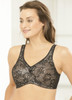 Glamorise Magic-Lift All-Over Floral Lace Support Bra Black