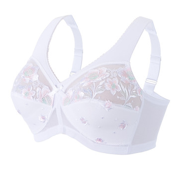 Glamorise Magic-Lift Full-Figure Support Bra 52i Embroidered White