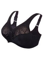 Glamorise Magic-Lift 38DD Embroidered Wirefree Support Bra Black