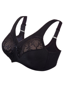 Glamorise Magic-Lift 54F Embroidered Wirefree Support Bra Black