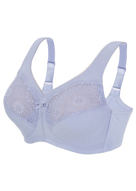 Glamorise Magic-Lift Cotton-Blend 42DD Lace Support Bra Purple