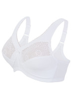 Glamorise Magic-Lift 44H Cotton-Blend Lace Support Bra White