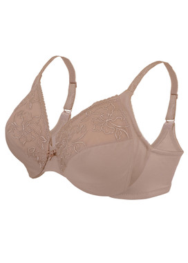 Glamorise Wonderwire Elegance Underwire Embroidered Bra Taupe