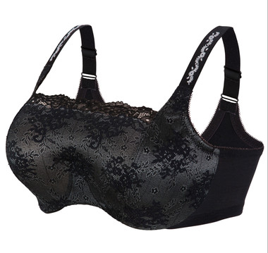 Glamorise Wonderwire Underwire Lace Cami Camisole Bra Black