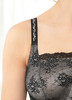 Delicate embroidered stretch straps are ultra-feminine and are adjustable in the back.