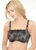 Glamorise Wonderwire Underwire Lace Cami Camisole Bra Black
