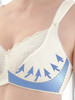 Cushioned, wire-free, inner support panel shapes the bust.