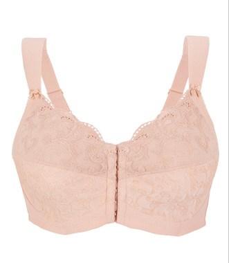 Glamorise 9815 Soft Shoulders Front-Close Racerback Bra Nude