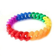 Rainbow Silicone Soft Link Wristlet - Gay and Lesbian LGBT Pride Bracelet