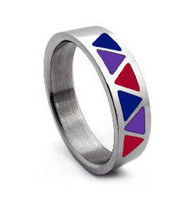 Bi Pride Triangle Flag Steel Ring - Bisexual LGBT Pride Jewelry