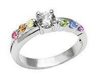 Female Lesbian Love Step CZ Wedding Band Engagement Ring (Rainbow LGBT Pride Lesbian Rings)