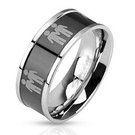 Double Gay Male Symbols on Steel Black IP Ring - Gay Pride Promise Ring or Wedding Band