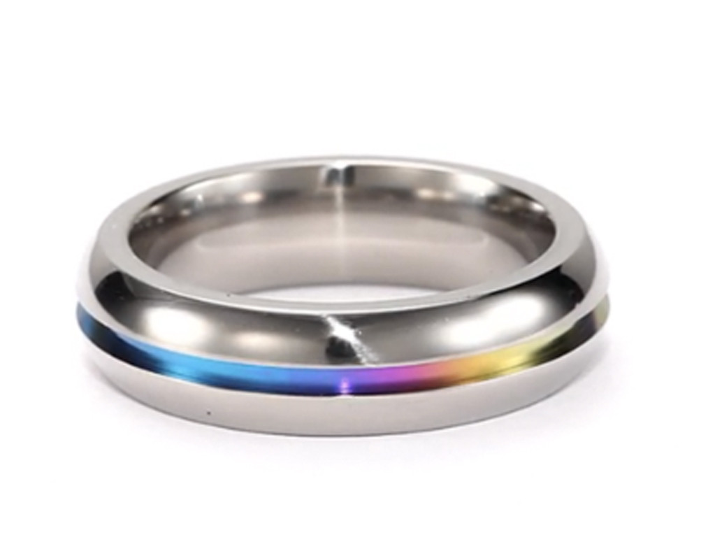 CHOA Titanium Stainless Steel Rainbow Ring Enamel Gay Lesbian Wedding Engagement Promise Band Ring 12 