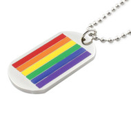 Classic Gay Flag Rainbow Dog Tag - LGBT Gay and Lesbian Pride Necklace