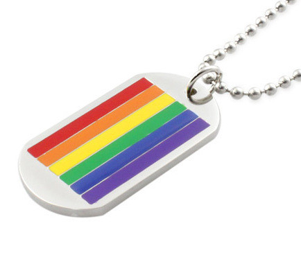 NUOBESTY 2pcs Stainless Steel Silicone Rainbow Pride Dog Tag Keychain Keyring Charm Pendant for Gay Lesbian LGBT Purse Handbag Backpack Black