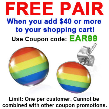 FREE with $40 or more - Use Coupon Code: EAR99 - Rainbow Flag - LGBT Gay and Lesbian Pride Earrings (Round) - Gay earring Set
