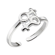Lesbian Adjustable Toe OR Finger Ring Silver Color w/ Double Female Symbols - Lesbian Ring Pride Jewelry Merchandise