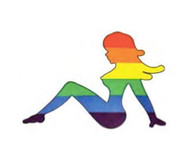 Mud Flap Hot Girl Rainbow Flag Sticker 3x4.5 inch - LGBT Lesbian Pride Decal