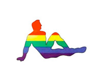Mud Flap Male - Hot Guy Rainbow Flag Sticker 3x4.5 inch - LGBT Male Gay Pride Decal 