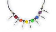 Black and Rainbow Spiked Ceramic Necklace - LGBT Gay and Lesbian Pride Jewelry 