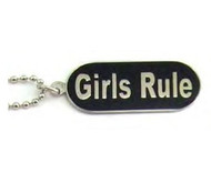 Lesbian "Girls Rule" Comical Lesbian Pride Black Dog Tag Necklace - LGBT  Lesbian Pride Jewelry 