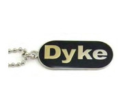 Lesbian "Dyke" Comical Lesbian Pride Black Dog Tag Necklace - LGBT Gay and Lesbian Pride Jewelry 
