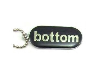 Gay "Bottom" Comical Gay Pride Black Dog Tag Necklace - LGBT Men's Gay Pride Jewelry