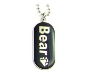Pendant "Bear" with Paw Comical Gay Pride Black Dog Tag Necklace - LGBT Men's Gay Pride Jewelry