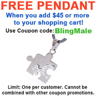 FREE Pendant with $45 or more. Coupon Code: BLINGMALE  - (1) One Male CZ Bling Puzzle Steel & Mars Symbol Men's Gay Pride Pendant - Gay Pride Necklace