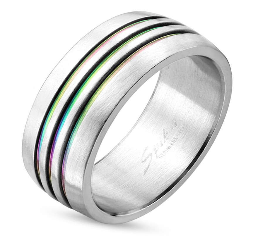 BodyJ4You Ring Pride Rainbow Multicolor Stainless Steel Men Women Unisex Wedding Band 