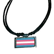  Transgender Flag Pride Pendant - Horizontal Flag Design - Pewter LGBT Transgender Necklace with PVC Rope