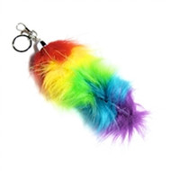 6" Inch Rainbow Faux Fox Tail - LGBT Gay and Lesbian Pride Synthetic Keychain, Hair Accessory or Belt Clip