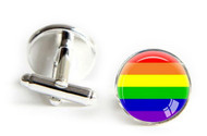 Round Gay Pride Rainbow Cufflinks - LGBT Gay & Lesbian Pride Apparel & Accessories