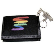 Black with Rainbow Squiggle Pride Velcro Wallet w/ 13" Chain - LGBT Gay and Lesbian