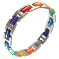 Steel Rubber Major Mix Rainbow Bracelet - Gay and Lesbian LGBT Bracelets / Pride Wristlet