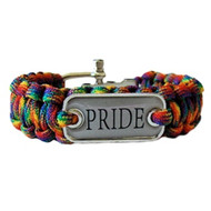 Braided Rainbow Pride Plate Paracord Bracelet - Gay Pride Bracelet - LGBT Lesbian Pride Wristband
