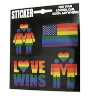 Gay Couple and Lesbian Couple Holding Hands Family Pride Car Window Sticker Set with Love Wins and Flag. Gay / Lesbian Pride Vehicle Decals