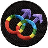 Black and Rainbow Round Double Male Gay Patch - LGBT Gay Apparel Accessories