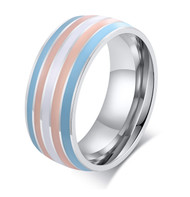 Trans Pride Flag Stripes - Stainless Steel Enamel Ring - Transgender LGBT Pride Jewelry