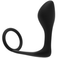 Gay Men's Cock Ring with Prostate Stimulator - P-spot Plug  / Massager (Black)