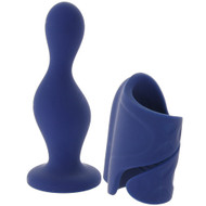 Gay Men's Stroker Pleasure Sleeve and Butt Dildo Set (Blue) . 5" Inch Prostate (P-spot) Anal Stimulator wand with suction base.