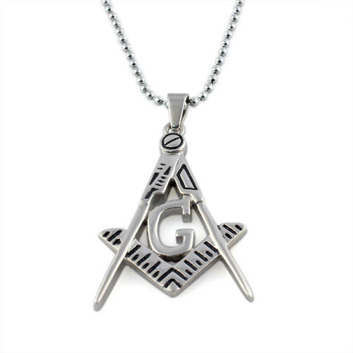 Freemason Pendant / Masonic Necklace - Cut Out Design - Enamel & Steel Mason Jewelry